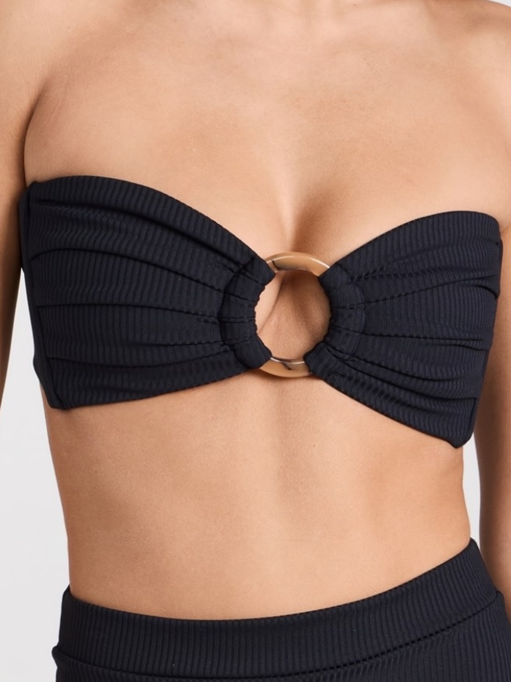Montce Black Rib Tori Bandeau Bikini Top